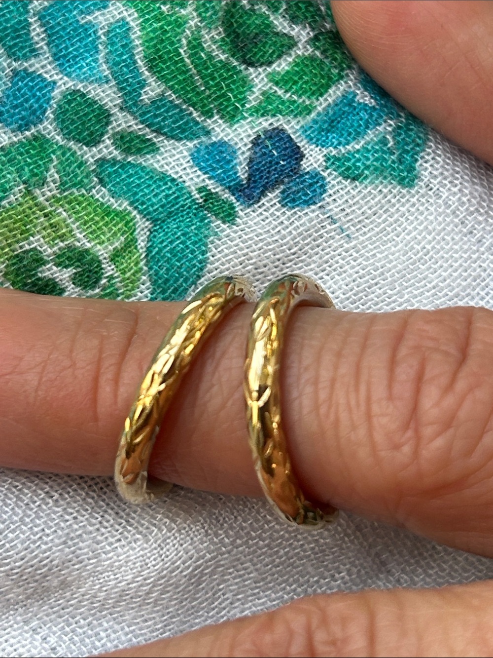 Gold Textured Hoop Earrings - Women Jewelry